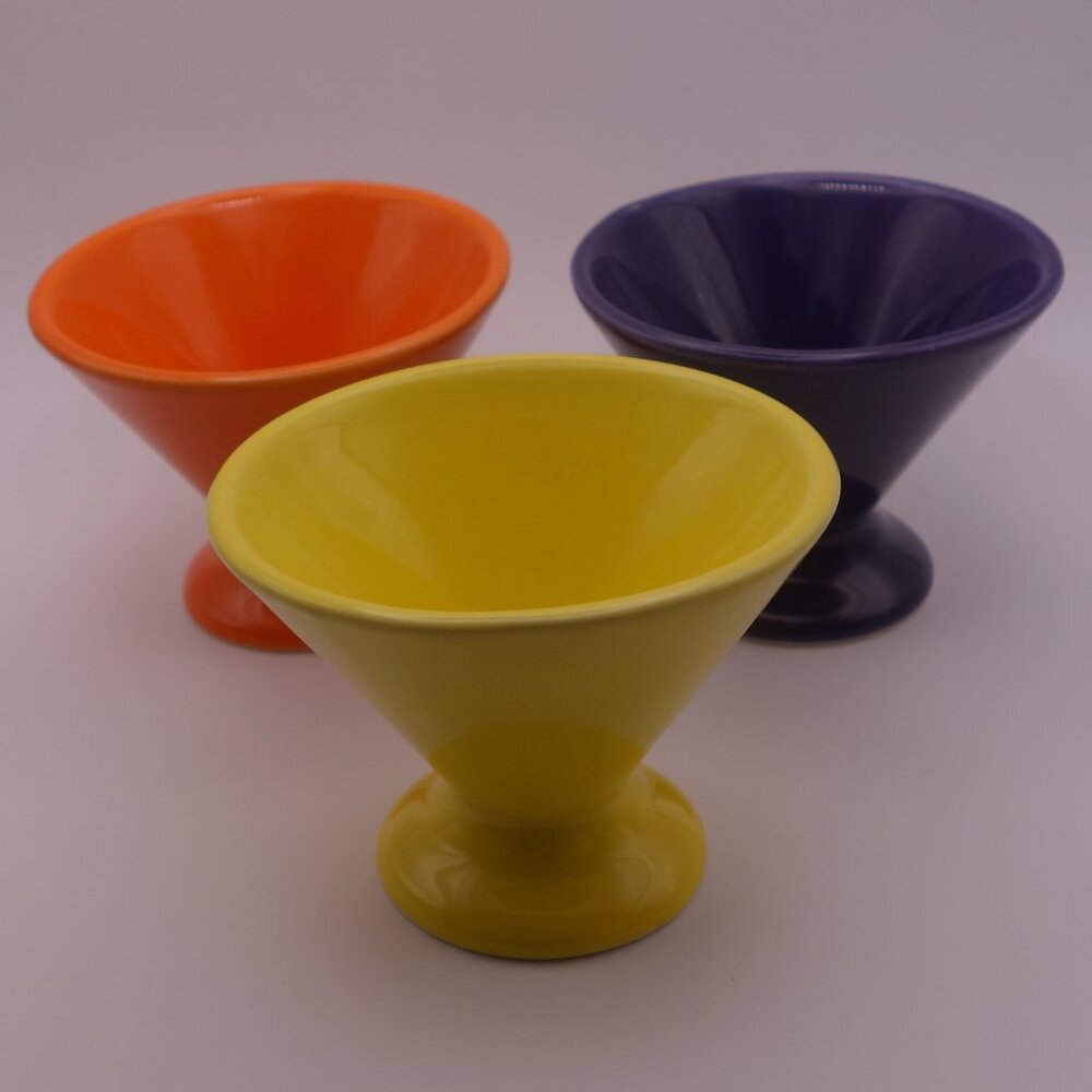 Orange Yellow and Purple Ceramic Custard Bowls